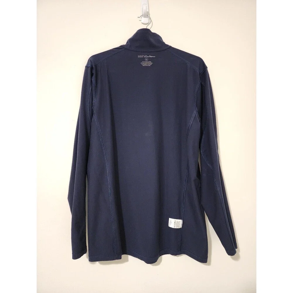 Eddie Bauer Tall Mens 1/4-Zip Mock Neck Pullover Navy Blue Cotton-Blend Size LT - Picture 5 of 10